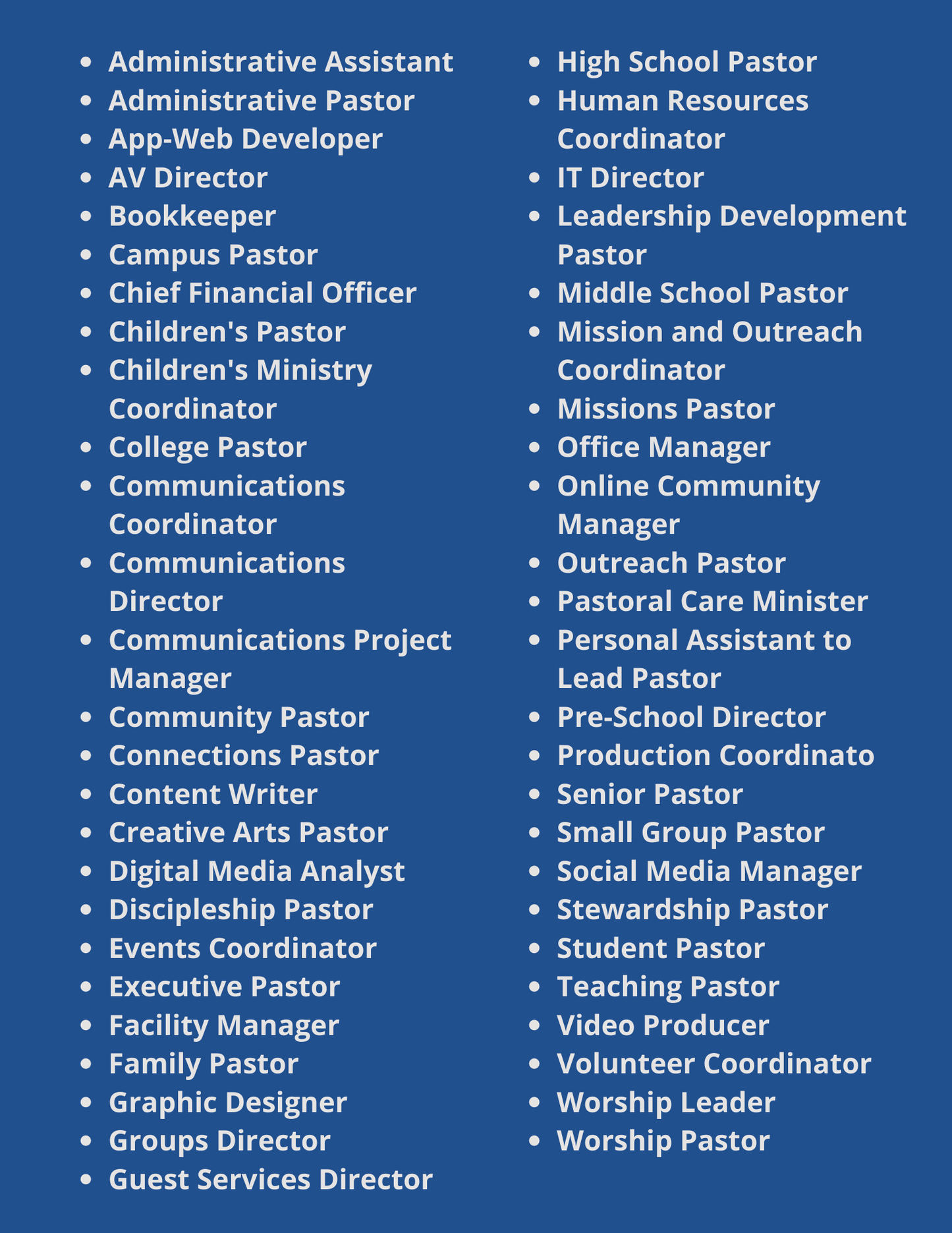 50 Job Descriptions for Churches