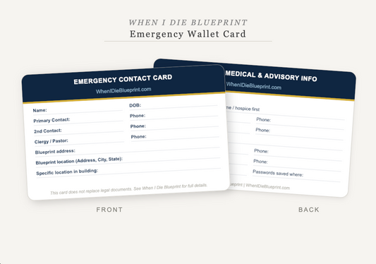 When I Die - Wallet Cards